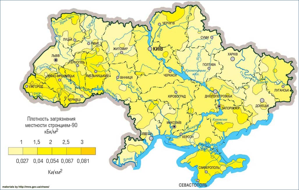 Карта забурдення України стронцій
